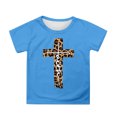 thumbnail image 1 of JAJAHO Girls Short Sleeve T Shirt Leopard Graphic Tees Crew Neck Loose Fit Summer Tops For Kids 3-13Y, 1 of 4