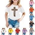 thumbnail image 1 of JAJAHO Girls Short Sleeve T Shirt Leopard Graphic Tees Crew Neck Loose Fit Summer Tops For Kids 3-13Y, 1 of 4