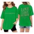 thumbnail image 1 of JAJAHO Girls Short Sleeve T Shirt Summer Oversized Tee Casual Letter Print Crew Neck Baggy Streetwear Shirts For Kids 3-14Y Versatile Tops, 1 of 8