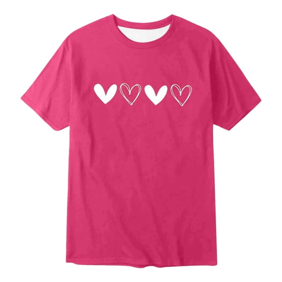 JAJAHO Girls Short Sleeve T Shirts Kids Summer Top Crewneck Tees 2-13 Years Loose Fit Sweet Heart Graphic Soft Tops