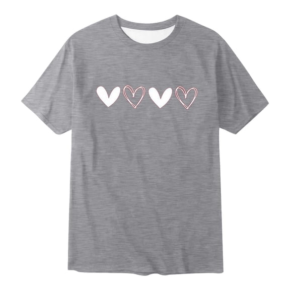 JAJAHO Girls Short Sleeve T Shirts Kids Summer Top Crewneck Tees 2-13 Years Loose Fit Sweet Heart Graphic Soft Tops
