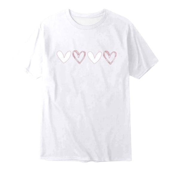 JAJAHO Girls Short Sleeve T Shirts Kids Summer Top Crewneck Tees 2-13 Years Loose Fit Sweet Heart Graphic Versatile Tops