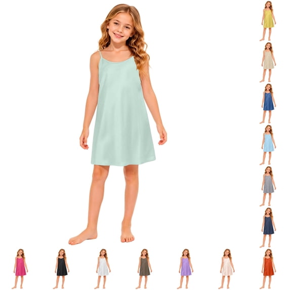 JAJAHO Girls Sleeveless Nightgown Spaghetti Strap Pajamas Dress For Kids Sleepwear, 5-14 Years
