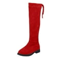 thumbnail image 1 of JAJAHO Girls Suede Knee High Boots Non Elastic Drawstring Zipper Solid Color Boots Stylish Shoes, 1 of 5