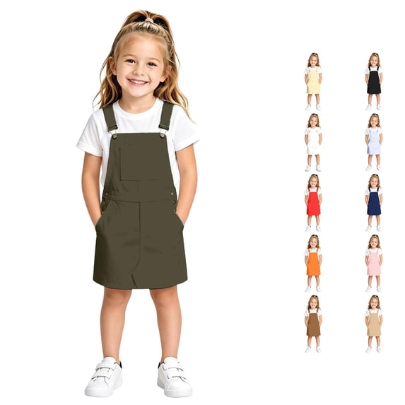 JAJAHO Girls Summer Clothes Overall Dress For Kids Girl Casual Loose Fit Adjustable Straps Mini Pinafore Dresses With Pockets 4-13Y Stylish Dresses
