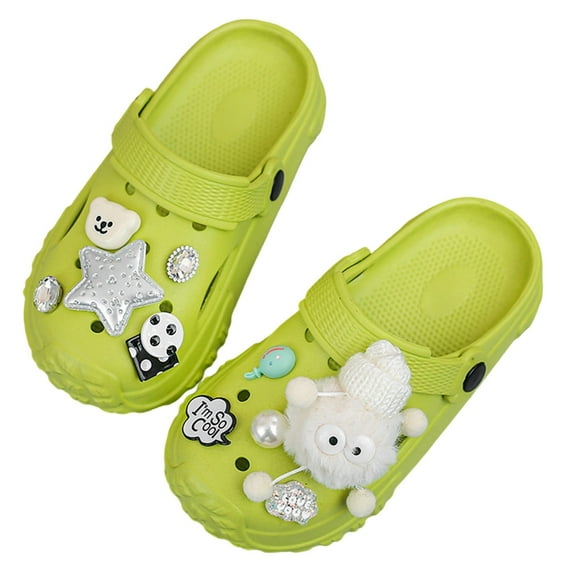 JAJAHO Girls Summer Sandals Clogs Garden Shoes Casual Closed Toe Beach Shower Pool Slippers For Kids 4-16 Years Versatile Shoes