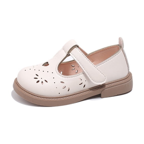 JAJAHO Girls Summer Sandals For Toddlers Kids Solid Color Adjustable Hook And Loop Hallow Out Leather Shoes Casual Outdoor Flats Ages 1-6 Years Trendy Shoes