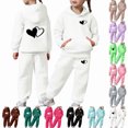 thumbnail image 1 of JAJAHO Girls Sweatsuit 2 Piece Outfits Heart Printed Long Sleeve Hoodie And Sweatpants Jogger Set For Kids 2-13Y, 1 of 7