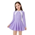 thumbnail image 1 of JAJAHO Girls Swim Dress One Piece Swimsuit Long Sleeve Rash Guard Zipper Front Bathing Suit With Built In Shorts 4-13Y Soft Beachwear, 1 of 8
