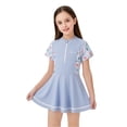 thumbnail image 1 of JAJAHO Girls Swim Dress One Piece Swimsuit Short Sleeve Zipper Front Athletic Training Bathing Suit With Built In Shorts 4-13Y Trendy Beachwear, 1 of 5
