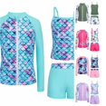 thumbnail image 1 of JAJAHO Girls Swimsuit 3 Pieces Long Sleeve Rash Guard Set Tropical Printed Tankini Bathing Suits Summer Kids Swimwear 3-10Y, 1 of 6
