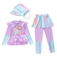 thumbnail image 1 of JAJAHO Girls Swimsuit For Kids Full Coverage Long Sleeve Rash Guard With Skirt Leggings Swim Cap 3 Piece Set For 3-12 Years Trendy Swimwear, 1 of 8