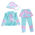 thumbnail image 1 of JAJAHO Girls Swimsuit For Kids Full Coverage Long Sleeve Rash Guard With Skirt Leggings Swim Cap 3 Piece Set For 3-12 Years Trendy Swimwear, 1 of 7