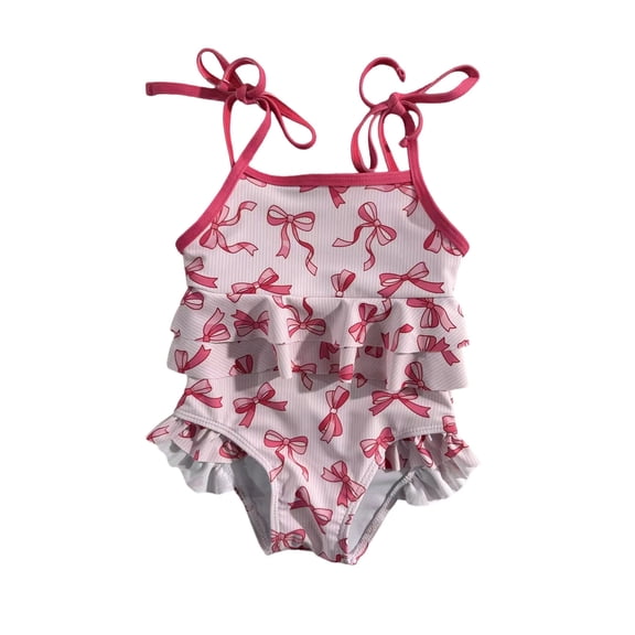 JAJAHO Girls Swimsuit One Piece Swimwear With Adjustable Strap Summer Baby Toddler Ruffle Infant Beachwear Comfortable Swimwear
