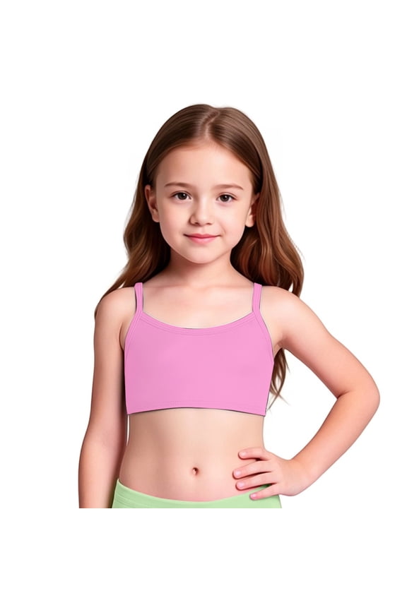 Girls Swimwear Bikini Top Summer Solid Color Quick Dry Swimsuit Top Girl Bathing Suit For Kids 4-10Y Lovely Beachwear