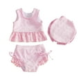 thumbnail image 1 of JAJAHO Girls Tankini Set Summer Swimwear Sleeveless Ruffle Top Bottom Cute Swimsuits With Hat Outfit For Baby Toddler Beach Pool Comfortable Swimwear, 1 of 4