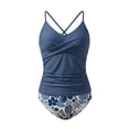 thumbnail image 1 of JAJAHO Girls Tankini Set Two Piece Swimsuit Teens Criss Cross Back Twist Front Swim Top Floral Briefs Bottoms For Kids 9-16 Years Stylish Swimwear, 1 of 2