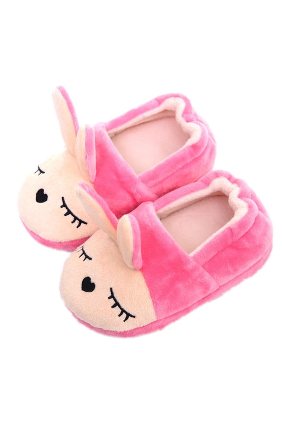 Girls Toddler Slippers House Shoes For Little Kids Cute With Bunny Design Plush Indoor Slippers Non- Sole Closed Back Comfort Warm Shoes
