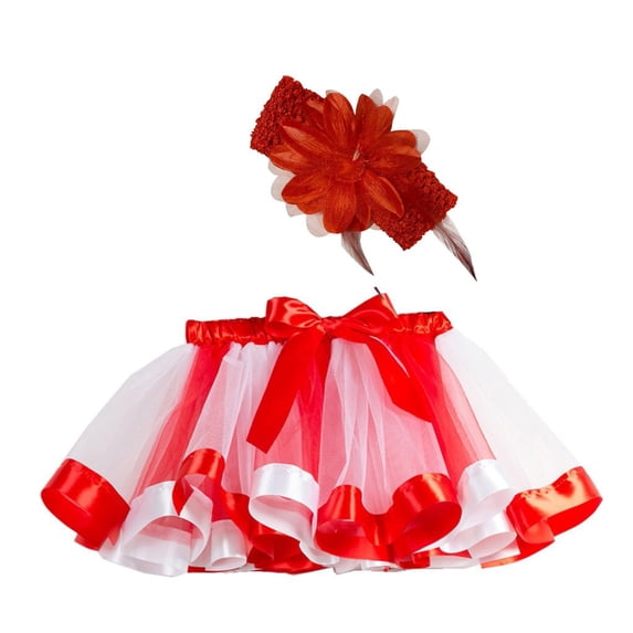 JAJAHO Girls Tutu Skirts Layered Rainbow Mesh Party Dance Tulle Puffy Mini Skirt With Headband 2PCS Set Cute Skirt