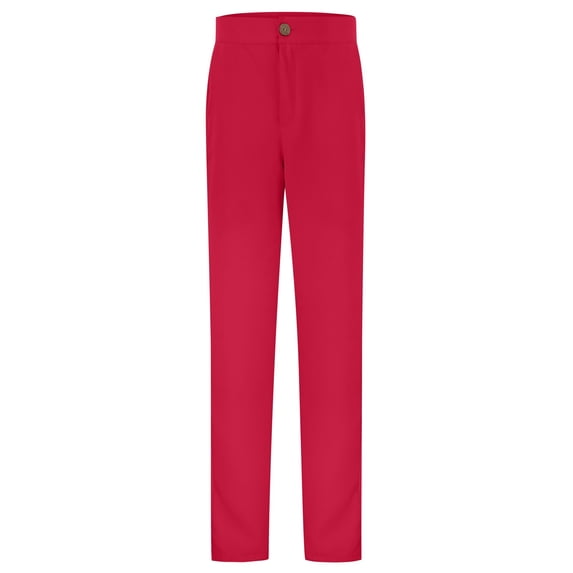 JAJAHO Girls Uniform Pants Kids Dress Pants Stretchy Slim Fit Straight Leg With Pockets Flat Front Bottoms Size 5-16 Years Cozy Trousers