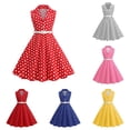 thumbnail image 1 of JAJAHO Girls Vintage Dresses Polka Dot 50S Girl Dress Summer Sleeveless Notched Lapel Flowy Swing A-Line Midi Dress Formal Party Wear For Kids 3-8Y, 1 of 3