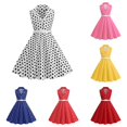 thumbnail image 1 of JAJAHO Girls Vintage Dresses Polka Dot 50S Girl Dress Summer Sleeveless Notched Lapel Flowy Swing A-Line Midi Dress Formal Party Wear For Kids 3-8Y, 1 of 3