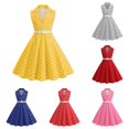 thumbnail image 1 of JAJAHO Girls Vintage Dresses Polka Dot 50S Girl Dress Summer Sleeveless Notched Lapel Flowy Swing A-Line Midi Dress Formal Party Wear For Kids 3-8Y, 1 of 3