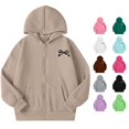 thumbnail image 1 of JAJAHO Girls Zip Up Hoodie Sweatshirt Bow Print Long Sleeve Fall Jacket For Kids 5-14Y, 1 of 8