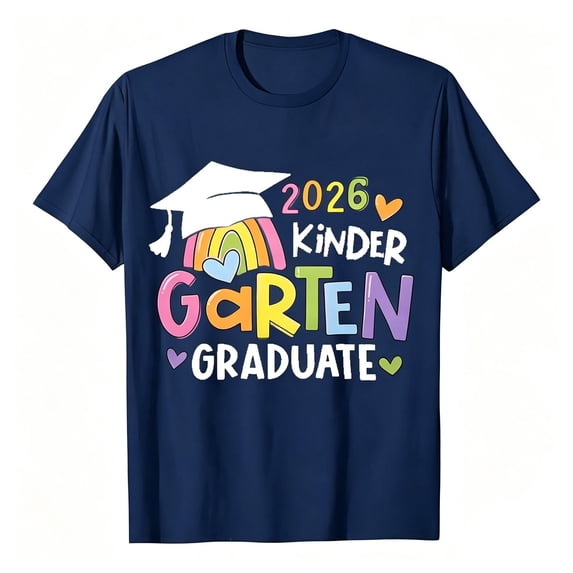 JAJAHO Graduation T Shirt For Kids Toddler 2026 Kindergarten Graduation Short Sleeve Crew Neck Loose Fit Letter Graphic Tees For Boys Girls