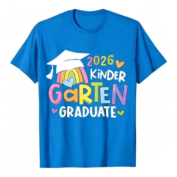 JAJAHO Graduation T Shirt For Kids Toddler 2026 Kindergarten Graduation Short Sleeve Crew Neck Loose Fit Letter Graphic Tees For Boys Girls