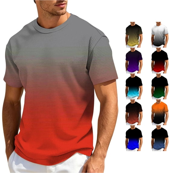 JAJAHO Graphic Tees Men Gradient T Shirt Casual Summer Short Sleeve Loose Fit Crew Neck Tshirts Comfy Tops