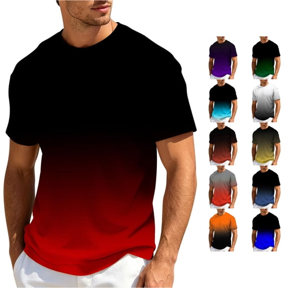 JAJAHO Graphic Tees Men Gradient T Shirt Casual Summer Short Sleeve Loose Fit Crew Neck Tshirts Comfy Tops