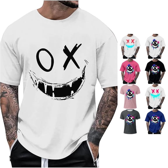 JAJAHO Graphic Tees Men Summer Short Sleeve Loose Fit T Shirt Funny Print Casual Streetwear Crew Neck Tshirts Stylish Tops