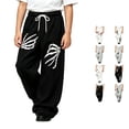 thumbnail image 1 of JAJAHO Halloween Boys Girls Baggy Sweatpants Skeleton Graphic Drawstring Wide Leg Jogger Pants For Kids Teens 4-15Y, 1 of 5