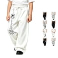 thumbnail image 1 of JAJAHO Halloween Boys Girls Baggy Sweatpants Spider Web Graphic Drawstring Wide Leg Jogger Pants For Kids Teens 4-15Y, 1 of 5