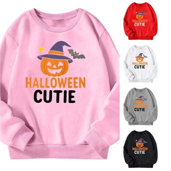 JAJAHO Halloween Girls Oversized Sweatshirts Long Sleeve Pumpkin Shirt Crew Neck Fall Pullover Tops For Kids 3-14Y
