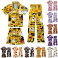 thumbnail image 1 of JAJAHO Halloween Kids Pajamas Set Boys Girls Satin 3 Piece Short Sleeve Sleepwear With Pants And Shorts 3-13Y, 1 of 7