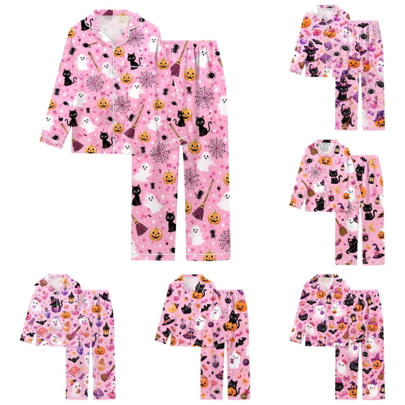JAJAHO Halloween Pajamas Women Long Sleeve 2 Piece Pj Set Matching Button Shirt With Pants