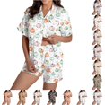 thumbnail image 1 of JAJAHO Halloween Women Pajama Sets Short Sleeve 2 Piece Pj Set Matching Button Shirt With Shorts, 1 of 4