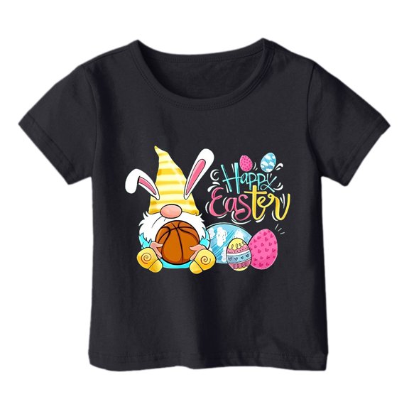 JAJAHO Happy Easter T Shirts For Kids Boys Girls Summer Short Sleeve Crewneck Tee Funny Easter Day T Shirt 3-13Y Soft Tops