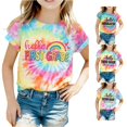 thumbnail image 1 of JAJAHO Happy First Day Of School Shirt Girls Kindergarten To 3rd Grade Tie Dye Graphic Tees, 1 of 5