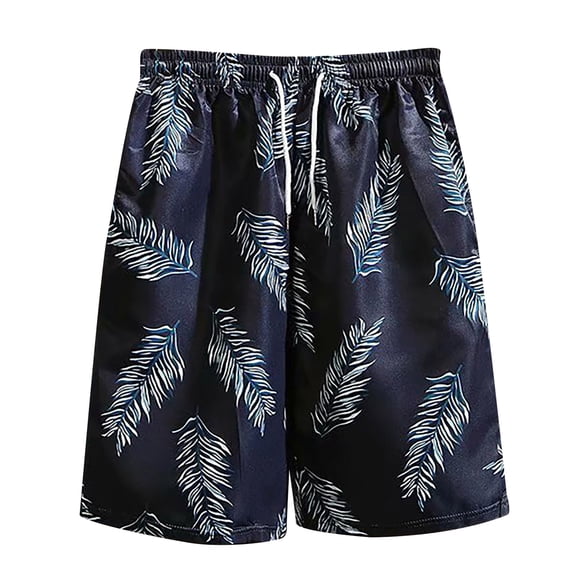 JAJAHO Hawaiian Beach Shorts Mens Summer Vacation Tropical Printed Loose Fit Drawstring Shorts Versatile Bottoms