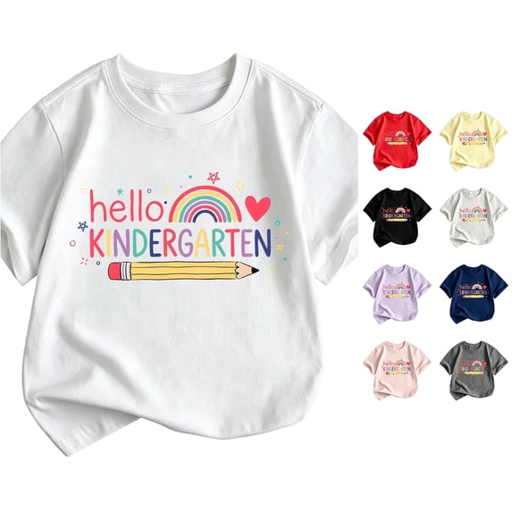 JAJAHO Hello Kindergarten Shirt Kids First Day Of Kindergarten Shirt Boys Girls Back To School School Tees