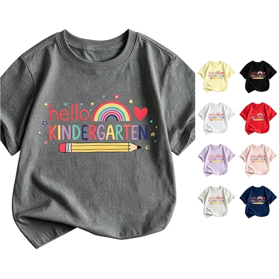 JAJAHO Hello Kindergarten Shirt Kids First Day Of Kindergarten Shirt Boys Girls Back To School School Tees