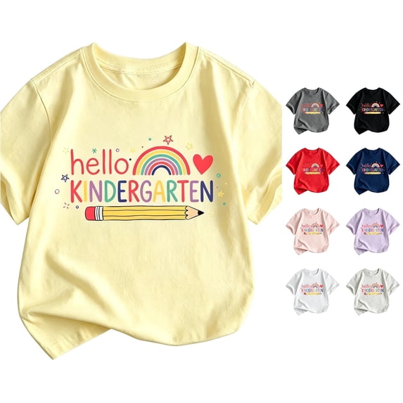 JAJAHO Hello Kindergarten Shirt Kids First Day Of Kindergarten Shirt Boys Girls Back To School School Tees