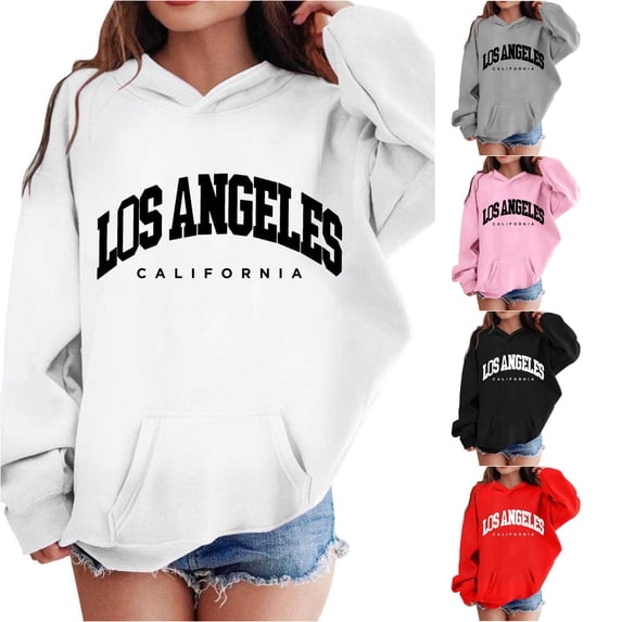 JAJAHO Hoodies For Girls California Shirt Los Angeles Oversized Long Sleeve Sweatshirt, Sizes 3-12Y