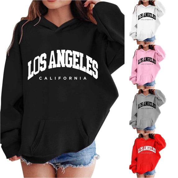 JAJAHO Hoodies For Girls California Shirt Los Angeles Oversized Long Sleeve Sweatshirt, Sizes 3-12Y