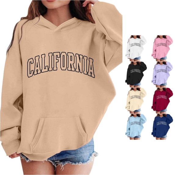 JAJAHO Hoodies For Girls California Shirt Oversized Long Sleeve Sweatshirt, Sizes 2-13Y
