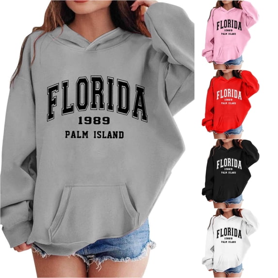 JAJAHO Hoodies For Girls Florida Sweatshirt Oversized Long Sleeve Fall Winter Pullover Tops, Sizes 3-12Y