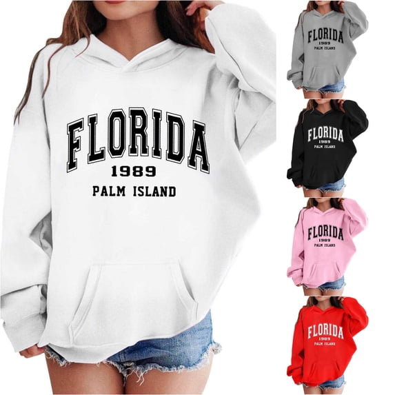 JAJAHO Hoodies For Girls Florida Sweatshirt Oversized Long Sleeve Fall Winter Pullover Tops, Sizes 3-12Y
